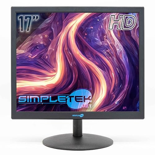 SIMPLETEK - Monitor de 17 Pulgadas | Resolución HD Formato 4:3 Pantalla HDMI VGA Speaker Integrados, Ideal para Altavoces DVR Sistemas de Seguridad