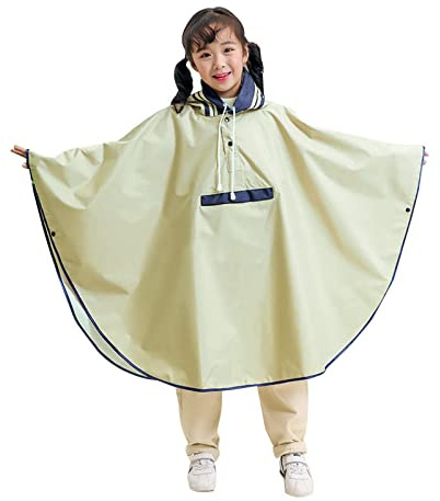 ITODA Hooded Rain Poncho Biking Hiking Cycling Rain Coat Waterproof Raincoat with Pocket and Drawstring for Adults Children