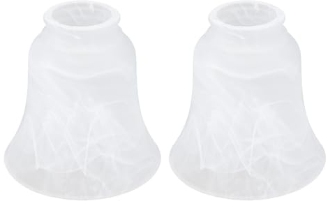 OSALADI Vintage Globe 2pcs Bell Shaped Frosted Glass Lamp Shade Lighting Fixture Replacement Chandelier Light Covers Pendant Hanging Light Shade for Ceiling Fan Wall Light