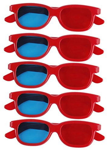 5 Pares de Gafas Anaglifo 3D para Niños - Rojas/Azules