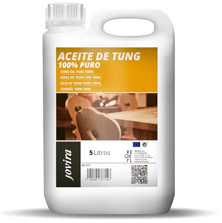 JOVIRA PINTURAS Aceite de Tung (100% Puro). Indicado para tratar la madera, protegiendola del sol y lluvia. Evita la entrada de humedades. (5 Litros) C-30B