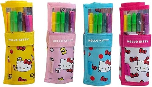 TINTA UNITA Astuccio a Rotolo Brush 18 Pennarelli Bipunta Hello Kitty 50th Anniversary 60930 (ONE SIZE, COLORI ASSORTITI) (Taglia Unica, Colori Assortiti)