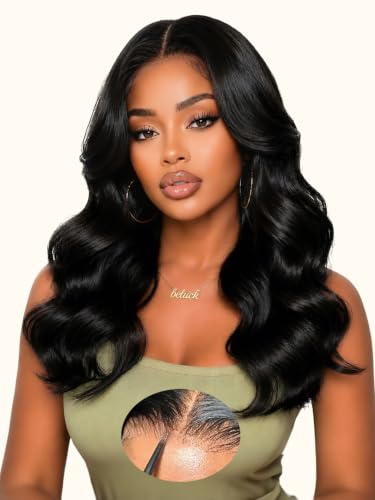Beluck Face-Framing Curtain Bangs 6x6 Loose Body Wave Human Hair Wig 20Inch | 200 Density Wear and Go Glueless Wig Layered Cut Pre Plucked Pre Cut HD Lace Front Wig Human Hair Wig for Black Women