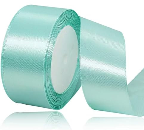 Geschenkband Minzgrün 40 mm Breit,23 Meter Satinbänder Minzgrün Stoff Schleifenband Kunsthandwerk,Hochzeitsdekoration, Weihnachten, Haarbögen, Blumensträuße, Geburtstag und Geschenkverpackung