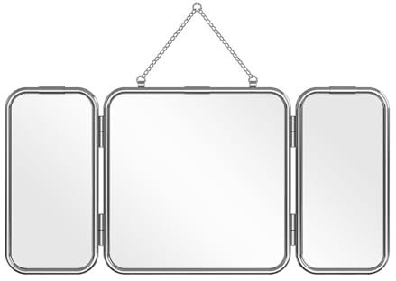 Quadratischer, moderner, minimalistischer Triptychon-Spiegel aus Metall, Wandspiegel aus Edelstahl, Badezimmerschrank, hochauflösender Home-Stay-Stil