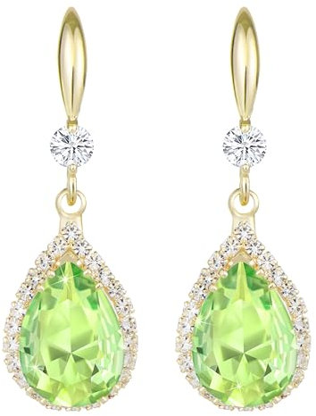 Linawe Grün Grüne Ohrringe Goldene Modeschmuck Damen, Kristall Diamant Diamanten Ohrringe Hängend
