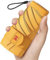 Moorrlii Mini ombrello da viaggio per borsa con custodia, piccolo ombrello compatto, protezione UV, leggero, piccolo ombrello tascabile con custodia per donne e ragazze, Giallo latte (con borsetta)