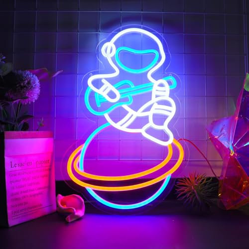 WIOSOUL Astronauten-Neonschilder, Neonlichtschild zur Wanddekoration, dimmbare, USB-betriebene LED-Neonschilder für Kinderzimmer, Neonlichter für Geburtstagspartys, Game Zone, Weihnachtsdekoration