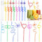REJOECE Pailles en Plastique Colorées, Pailles Réutilisables en Plastique, Bouclés Pailles, Enfants Pailles Spirale, Pailles Bouclées de Fête, Pailles Amusantes en Forme de Boucle pour Cocktails Jus