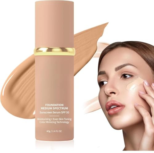 Liquid Foundation4 in 1,BioCollagen Foundation Medium Spectrum,Flüssige Foundation, Langlebig, Wasserfest, Leichte Textur und Aufhellung des Hauttons (1pcs)