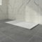 Aquariss White Rectangular Shower Tray Slate Effect SMC Slip-Resistant Shower Base for Bathroom Enclosures 1500x900mm with Waste