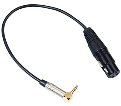 BESTonZON Microphone Audio Adapter 0.3M 3.5mm to XLR Cable Adapter 90 Degree Angle for Easy Connection