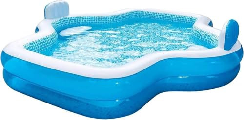 MNEVZX Poolreinigungsset Familienpool, 10 Fuß lang, 2 aufblasbare Sitze mit Rückenlehnen. 120 L x 110 B x 26 H Pool Maintenance Kit