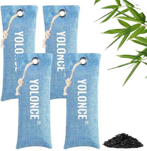 4 Sacs Désodorisant pour Chaussures, Charbon de Bambou Actif, Elimine Les Odeurs,purificateur d'air et éliminateur d'odeurs naturel pour maison, voiture et placards,Chaussure(bleu)