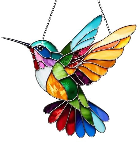 Hshenjhu Sonnenfänger, Farbiger Sonnenfänger aus Acryl, Lichtfänger für Kolibri, Fensterdeko Hängend, Acryl Kolibri Anhänger, für Fenster, Terrasse, Wand, Haus, Büros und Garten