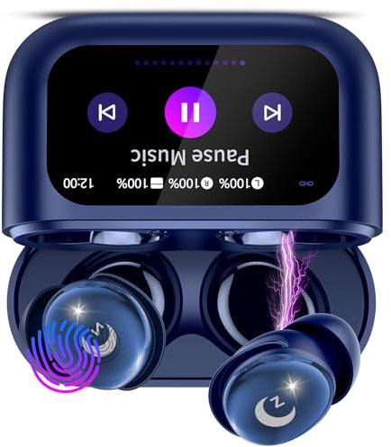 VEKJ Bluetooth Kopfhörer, Mini Schlafkopfhörer Bluetooth 5.4 mit Touchscreen, 2025 Neue in Ear Kopfhörer Kabellos mit ENC Noise Cancelling, IP7 Ohrhörer mit 48H Immersiver Deep Bass Ohrhörer, Blau