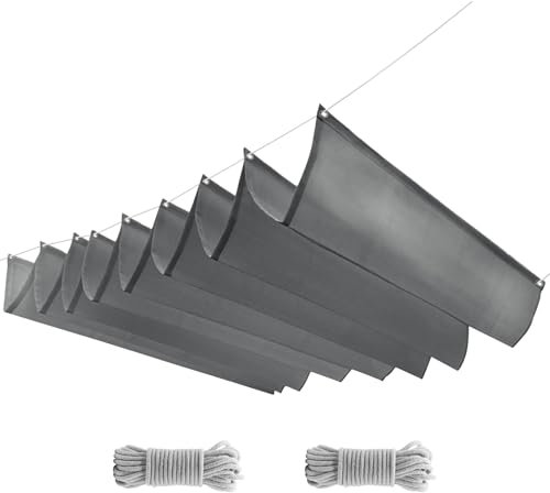 Tenda da sole impermeabile retrattile, con occhielli e cavo, copertura regolabile per pergola da esterno, per patio, balcone, terrazza, giardino, cortile (grigio scuro, 0,5 x 3,5 m)