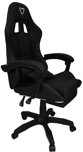 Generico HARD Sedia Gaming Reclinabile, Schienale 135°, Poggiapiedi Estensibile, Altezza Regolabile, Nero