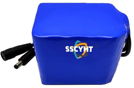 SSCYHT 11.1v12.8ah a, Batterie Lithium-ION 12V CC 11,1V 2,5Ah 3,2Ah 5Ah 6,4Ah 7,5Ah 9,6Ah 10Ah 12,8Ah Rechargeable avec Prise CC pour Radio/Lampe de pêche/Voiture télécommandée/Bande Lumineuse LED