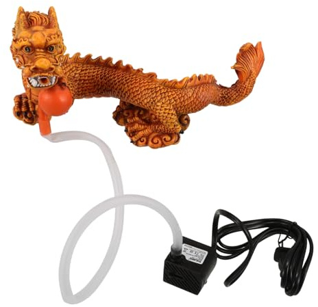 BAZEITFLOW Aquarium Deko Drache Gelb mit Wasserspiel Kleine Drachenfigur für Fischbecken Lebendige Unterwasserlandschaft Platzsparende Miniaturdekoration für Zuhause und Büro