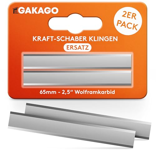 Gakago Ersatzklinge Kraft-Schaber (2er Pack) - Hochwertige 65mm Ziehklinge aus langlebigen Wolframcarbid für Holz, Metall, Beton oder Stein