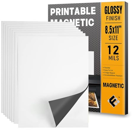 Magnetpapier Weiß DIN A4, 10 Stück, Magnetisches Papier matt, DIY, bedruckbares Papier, Tintenstrahldrucker, Kühlschrankmagnet, selbstklebend, flexibel, basteln, Magnetplatten, zuschneidbar, Drucker