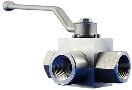 Kugelhahn, Kugelhahn 1/4 Zoll, 3/8, 1/2, 3/4, 1, Hochdruck-3-Wege-L-Typ-Hochdruck-Hydraulik-Kugelhahn aus Edelstahl(1/4)