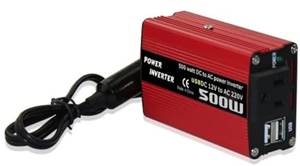 Transformateur Tension Convertisseur Puissance 500W CC vers CA 12V vers 220V 110V CA Transformateur Automatique pour Voiture avec Double Adaptateur USB pour Chargeur Inverter(12V to 110V AC)
