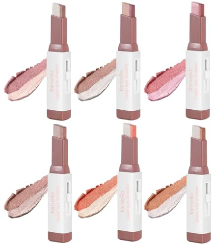 6 Farben Glitzer Lidschatten Stift, Zweifarbiger Lidschatten Stift, Waterproof Long Lasting Eyeshadow Stick, Double Color Shimmer Lidschattenstift Pen, 2 in 1 Glitzer-Lidschattenstift