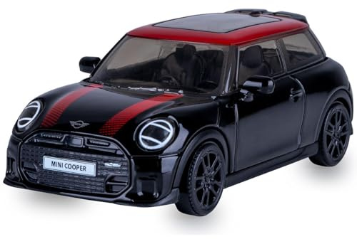 JAMARA 402257 Mini John Cooper Works Diecast 1:43 Schwarz Modellauto Metallkarosserie Miniatur Auto Sammlermodell Spielzeug Kinder Geschenkidee