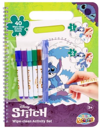 My Sweety Pop Livre de Coloriage à l’Eau Magique Disney Stitch Peinture | Réutilisable Sans Tache pour Enfant Kit Activité Créative avec Pochette de 5 Feutres Effaçables