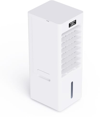 Air Cooler, 3 IN 1 Portable Air Conditioner, 6L Removable Water Tank, Portable Air Conditioning Unit with Front Display, 3 Speeds & 4 Mode, 4 Ice Packs, 12H Timer, 5m Remote