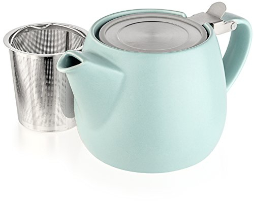 Tealyra - Pluto Porcelain Small Teapot Turquoise - 540ml (1-2 Cups) - Stainless Steel Lid and Extra-Fine Infuser to Brew Loose Leaf Tea