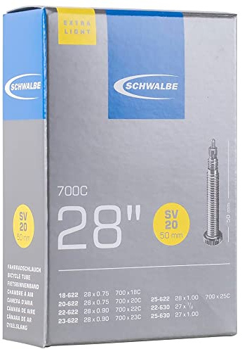 Schwalbe Unisex Sv20 Extra Light Innenschlauch, Schwarz, 700c x 18/25c (50mm Valve)