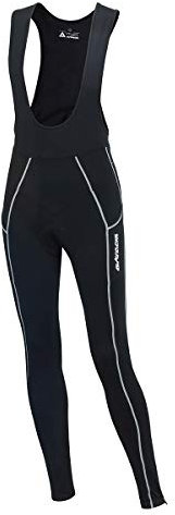 Airtracks Herren Winter Thermo Fahrradhose Lang mit Trägern Pro Trägerhose Fahrrad Hose Radhose Radlerhose Gepolstert Warm - schwarz-Silber - XL