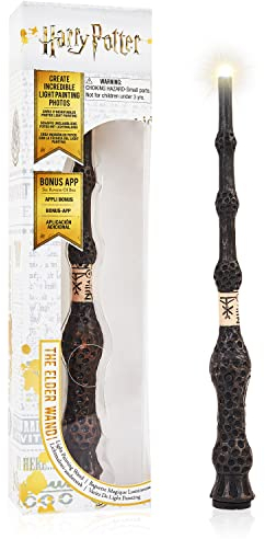 WOW! STUFF - Baguette de peinture à la lumière Lumos de 7 pouces The Elder, Wizarding World, objets de collection officiels Harry Potter, jouets et cadeaux