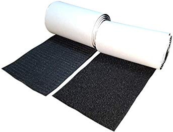 18CM Wide (Approx 7) Long Self Adhesive Hook and Loop Strips Set with Super Sticky Glue Nylon Fabric Fastener Black 2m