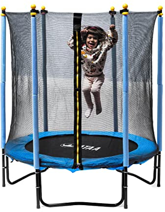 Kinder-Trampolin 140 Plus - Blau - Trampolin für Jungen und Mädchen mit Sicherheitsnetz ideal für den Innen- und Außenbereich