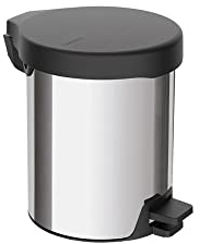 Tramontina NEW Pedaleimer, Edelstahl, 5 Liter, polierte Oberfläche, Abfalleimer, Abfallbehälter, rutschfest, Kunststoffdeckel