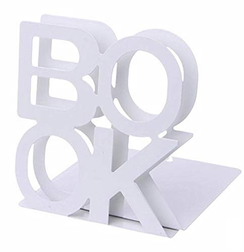 Buchstützen aus Metall, strapazierfähig, L-förmig, Buchstabe, rutschfeste Buchstützen für Regale, 1 Paar für Büro, Weiß