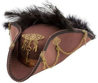 Deiters Dreispitz Steampunk mit Federn braun 57