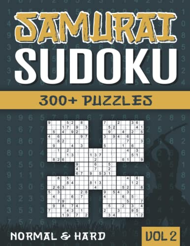 Samurai Sudoku: Sudoku Book for Adults with 300+ 5 in 1 Sudoku - Normal and Hard - Vol 2