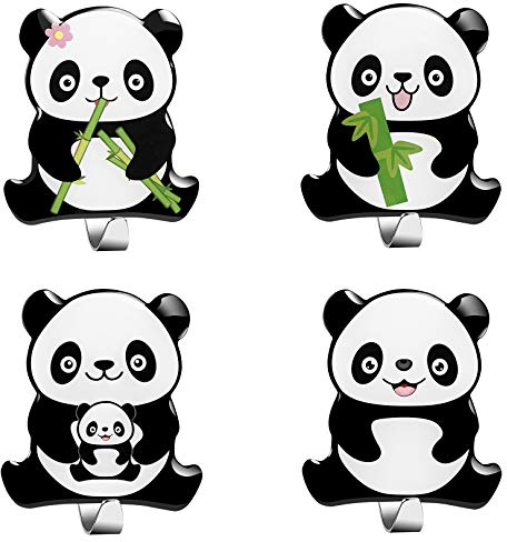 MORCART 4 Stück Panda Haken Selbstklebend Edelstahl Ohne Bohren Kann zum Aufhängen von Bademänteln Handtüchern Kleidung und Toilettenartikeln Verwendet Werden Geeignet für Küche Bad Wohnzimmer