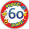 Tortenaufleger Fototorte Tortenbild Warnschild Prost 60. Geburtstag GB19 (Zuckerpapier) Rund 20 cm Ø