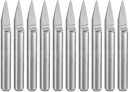 sourcing map Wood Engraving Bit Solid Carbide 3.175mm 1/8 Shank, 30 Degree 0.5mm Tip CNC Router Tool for Acrylic PVC MDF PCB Wood Carving, 10pcs