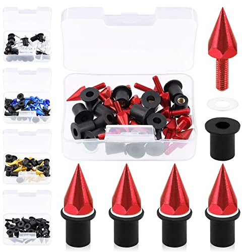 Swpeet 15 viti per parabrezza in alluminio, viti a picco per moto, compatibile con la maggior parte degli accessori per la modifica del motociclo (rosso)