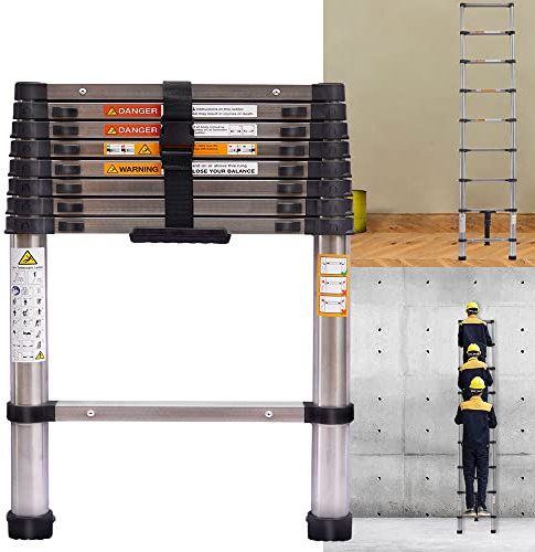 2,60M Klappleiter aus Edelstahl Mehrzweckleiter Belastbarkeit bis zu 150kg | Soft-Close-System | Sicher und zuverlässig,Einfach zusammenzuklappen