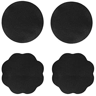 Cache-tétons réutilisables et invisibles, cache-tétons réutilisables en silicone avec pétales ronds et fleurs, (1 paire ronde + 1 paire de fleurs) - noir, Taille Unique