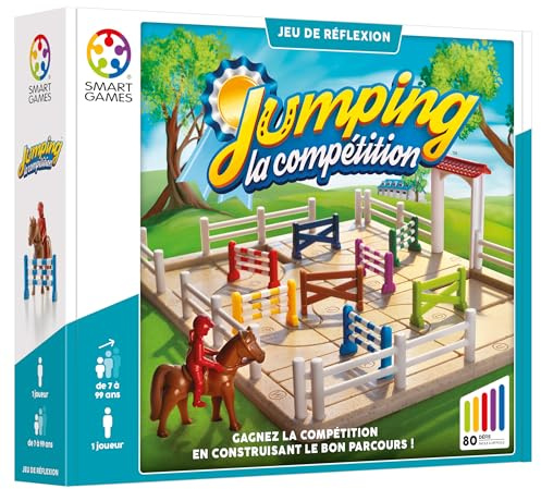 SmartGames | Jumping The Competition | Pferdespiel für Kinder 7+ | Logikspiel für 1 Spieler | pädagogischer Hindernislauf | Spiel mit Herausforderungen | Puzzle mit 80 Herausforderungen |