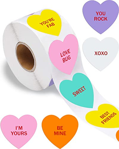 Valentine Candy Herz Aufkleber / 500 Stück Valentinstag Aufkleber / 11/8 Zoll Herz Aufkleber